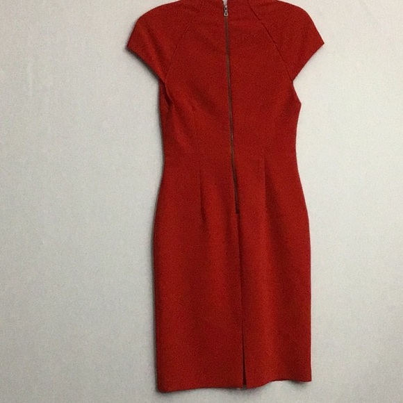 Alice + Olivia Latisha Piped Fitted Dress Sz 0 Red - Picture 4 of 8